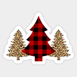 LEOPARD AND PLAID CHRISTMAS TREE Sticker